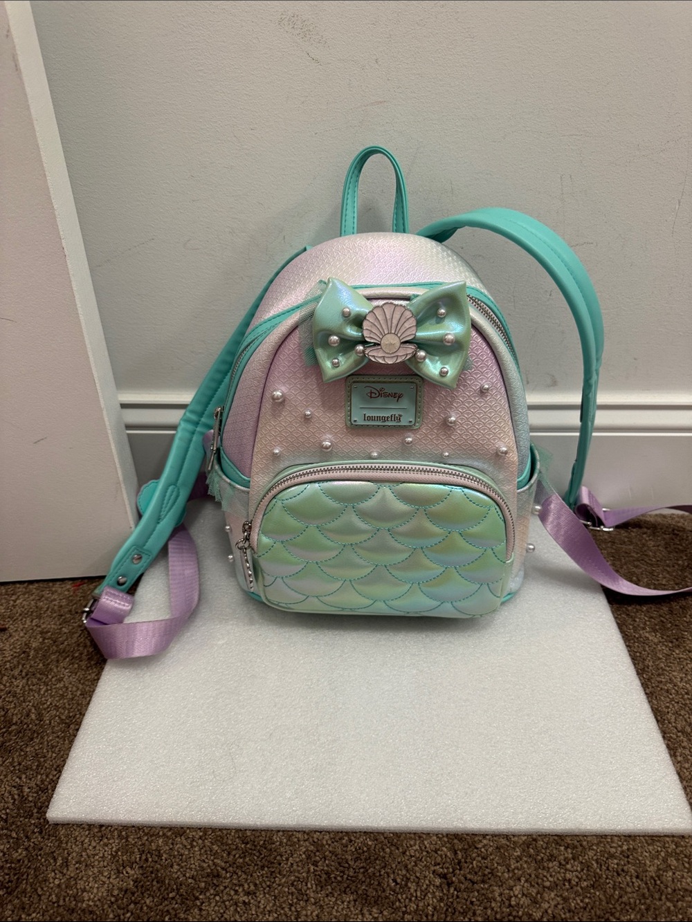 Loungefly Disney the little mermaid iridescent pearl mini backpack